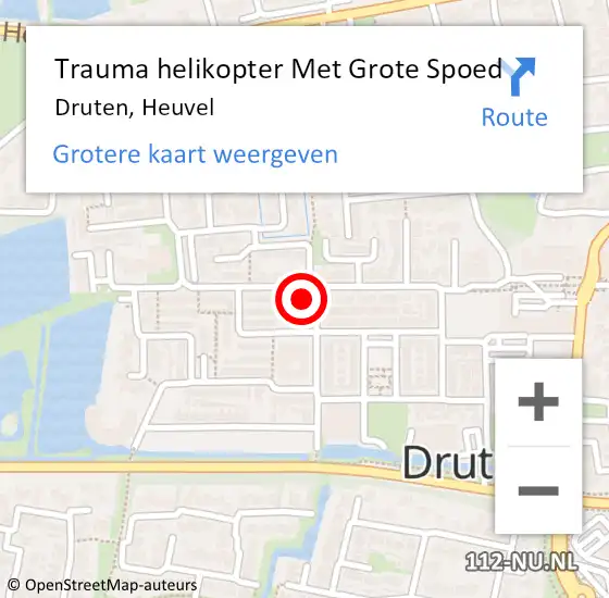 Locatie op kaart van de 112 melding: Trauma helikopter Met Grote Spoed Naar Druten, Heuvel op 18 oktober 2024 10:49