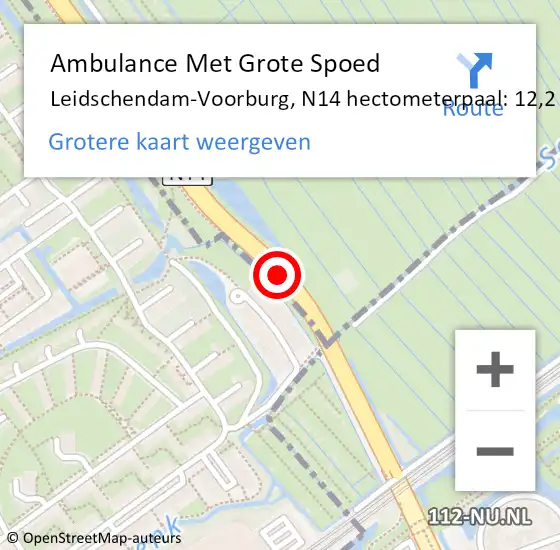 Locatie op kaart van de 112 melding: Ambulance Met Grote Spoed Naar Leidschendam-Voorburg, N14 hectometerpaal: 12,2 op 18 oktober 2024 11:01