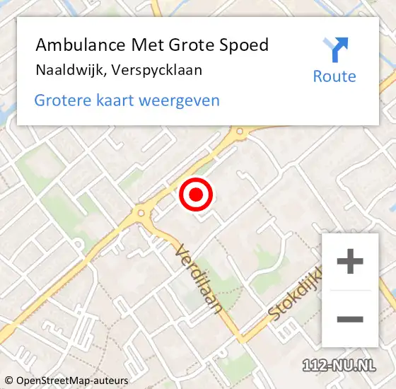 Locatie op kaart van de 112 melding: Ambulance Met Grote Spoed Naar Naaldwijk, Verspycklaan op 18 oktober 2024 11:44