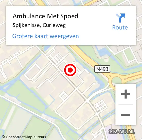 Locatie op kaart van de 112 melding: Ambulance Met Spoed Naar Spijkenisse, Curieweg op 18 oktober 2024 11:48