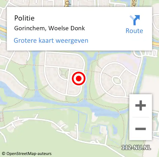 Locatie op kaart van de 112 melding: Politie Gorinchem, Woelse Donk op 18 oktober 2024 12:04