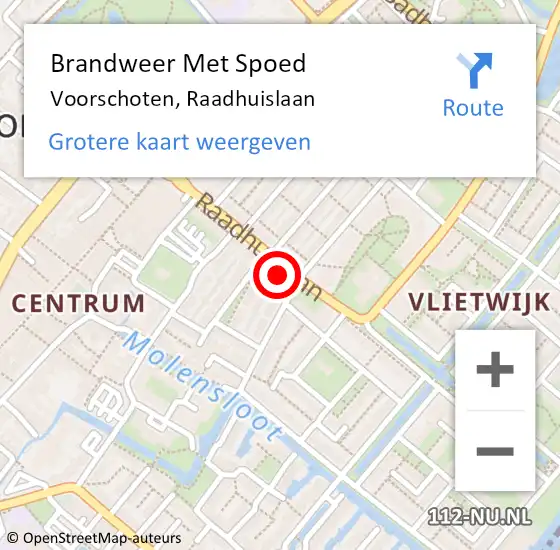 Locatie op kaart van de 112 melding: Brandweer Met Spoed Naar Voorschoten, Raadhuislaan op 18 oktober 2024 12:07