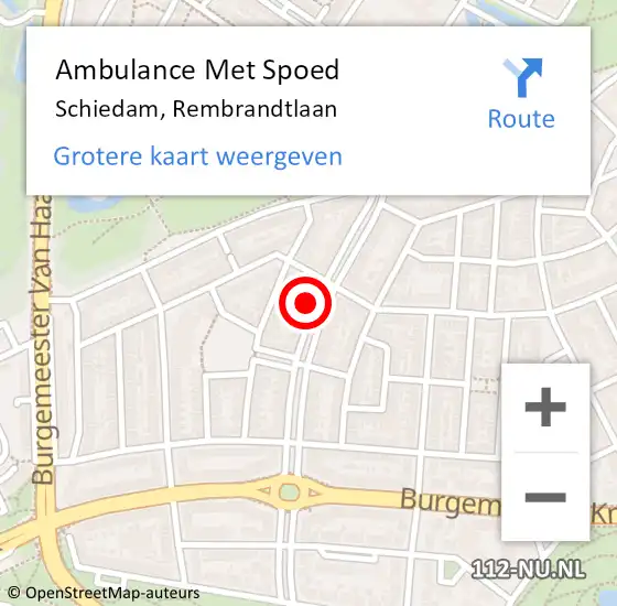 Locatie op kaart van de 112 melding: Ambulance Met Spoed Naar Schiedam, Rembrandtlaan op 18 oktober 2024 12:09