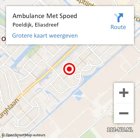 Locatie op kaart van de 112 melding: Ambulance Met Spoed Naar Poeldijk, Eliasdreef op 18 oktober 2024 12:18