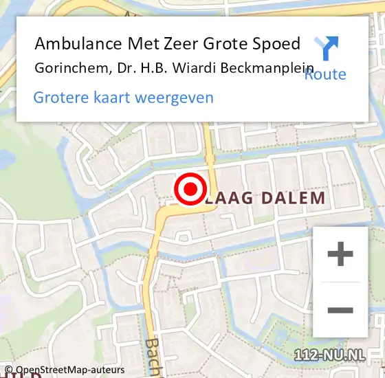 Locatie op kaart van de 112 melding: Ambulance Met Zeer Grote Spoed Naar Gorinchem, Dr. H.B. Wiardi Beckmanplein op 18 oktober 2024 12:24