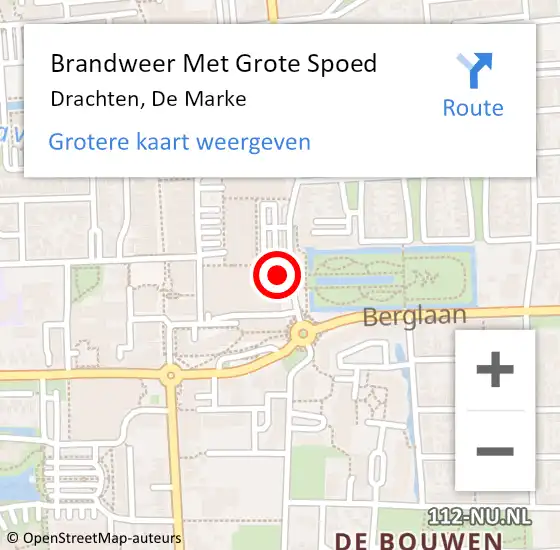 Locatie op kaart van de 112 melding: Brandweer Met Grote Spoed Naar Drachten, De Marke op 18 oktober 2024 12:40