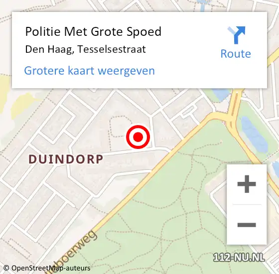 Locatie op kaart van de 112 melding: Politie Met Grote Spoed Naar Den Haag, Tesselsestraat op 18 oktober 2024 12:42