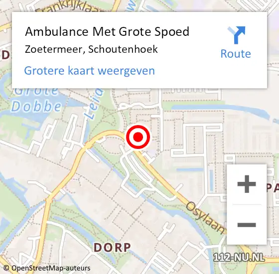 Locatie op kaart van de 112 melding: Ambulance Met Grote Spoed Naar Zoetermeer, Schoutenhoek op 18 oktober 2024 12:45