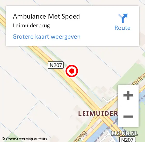 Locatie op kaart van de 112 melding: Ambulance Met Spoed Naar Leimuiderbrug op 18 oktober 2024 12:47