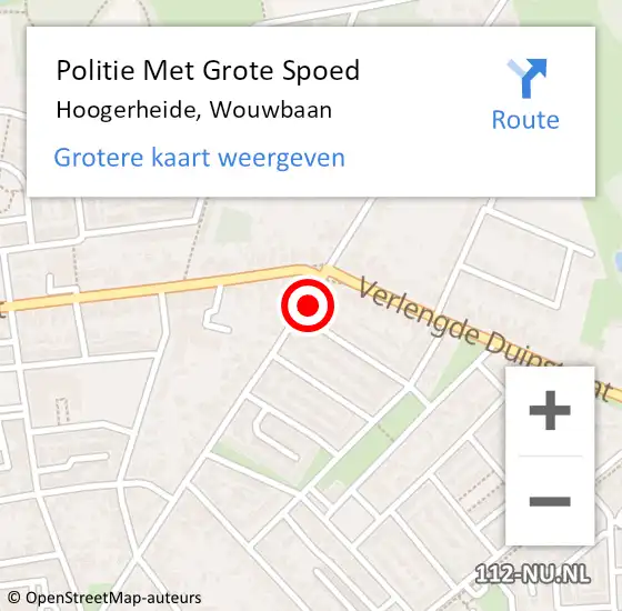 Locatie op kaart van de 112 melding: Politie Met Grote Spoed Naar Hoogerheide, Wouwbaan op 18 oktober 2024 12:50