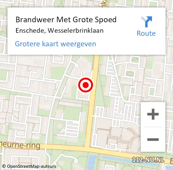 Locatie op kaart van de 112 melding: Brandweer Met Grote Spoed Naar Enschede, Wesselerbrinklaan op 18 oktober 2024 12:50