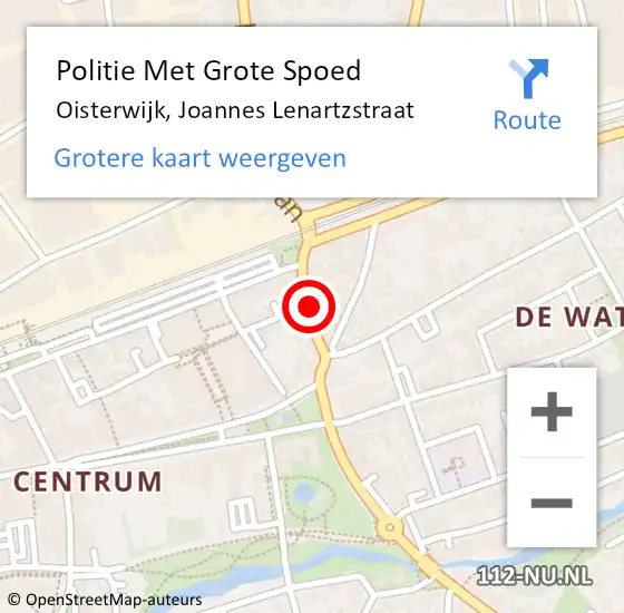 Locatie op kaart van de 112 melding: Politie Met Grote Spoed Naar Oisterwijk, Joannes Lenartzstraat op 18 oktober 2024 13:06