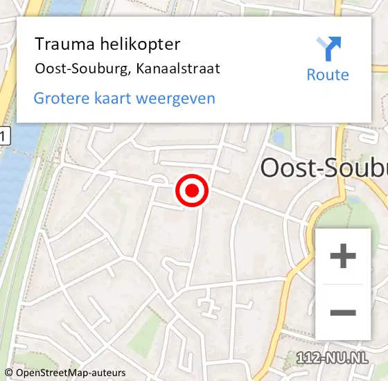 Locatie op kaart van de 112 melding: Trauma helikopter Oost-Souburg, Kanaalstraat op 18 oktober 2024 13:18