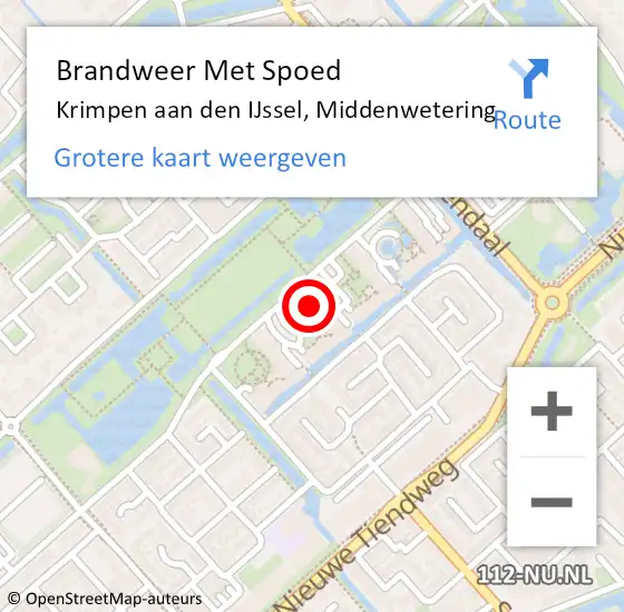 Locatie op kaart van de 112 melding: Brandweer Met Spoed Naar Krimpen aan den IJssel, Middenwetering op 18 oktober 2024 13:24