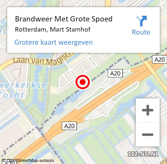 Locatie op kaart van de 112 melding: Brandweer Met Grote Spoed Naar Rotterdam, Mart Stamhof op 18 oktober 2024 13:41