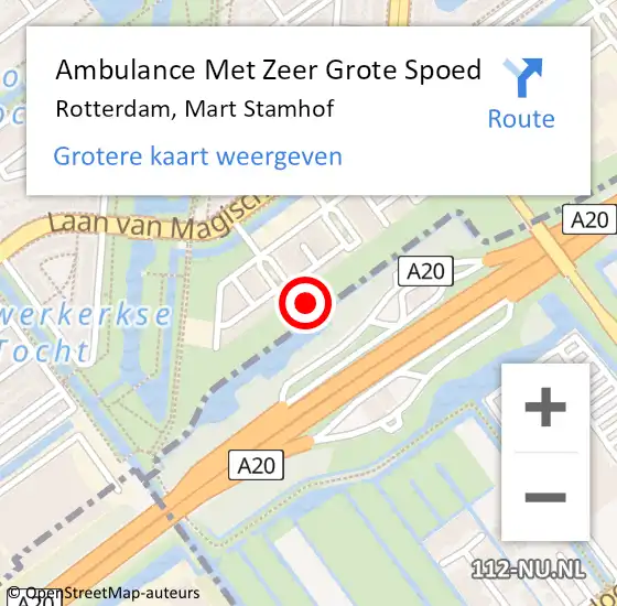 Locatie op kaart van de 112 melding: Ambulance Met Zeer Grote Spoed Naar Rotterdam, Mart Stamhof op 18 oktober 2024 13:41