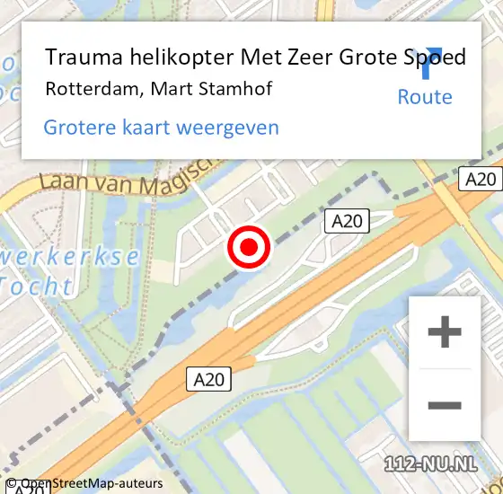 Locatie op kaart van de 112 melding: Trauma helikopter Met Zeer Grote Spoed Naar Rotterdam, Mart Stamhof op 18 oktober 2024 13:42