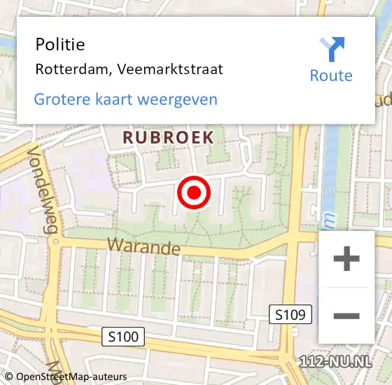 Locatie op kaart van de 112 melding: Politie Rotterdam, Veemarktstraat op 18 oktober 2024 13:47