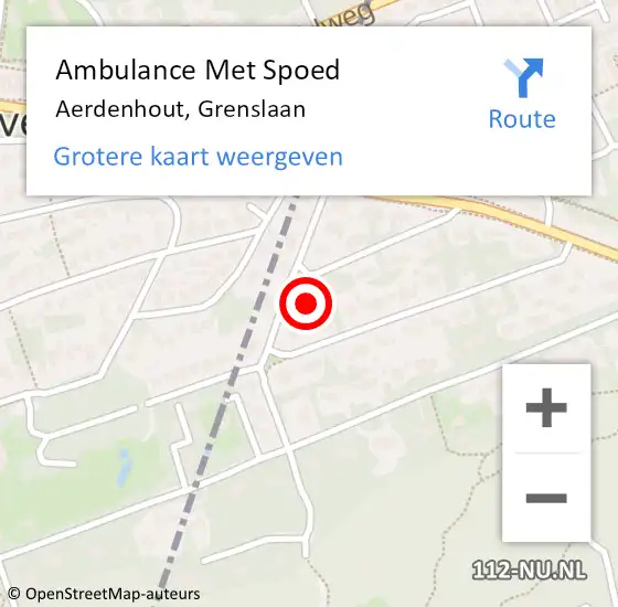 Locatie op kaart van de 112 melding: Ambulance Met Spoed Naar Aerdenhout, Grenslaan op 18 oktober 2024 13:51