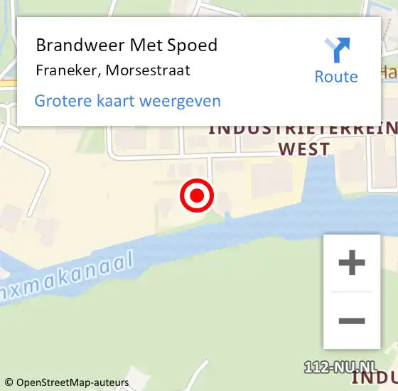 Locatie op kaart van de 112 melding: Brandweer Met Spoed Naar Franeker, Morsestraat op 18 oktober 2024 13:54