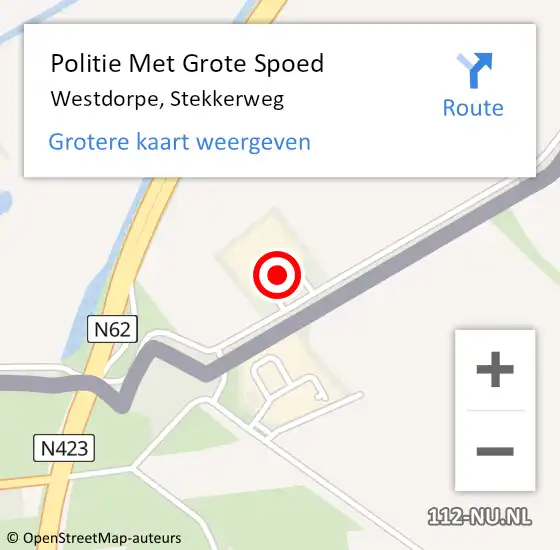 Locatie op kaart van de 112 melding: Politie Met Grote Spoed Naar Westdorpe, Stekkerweg op 18 oktober 2024 14:06