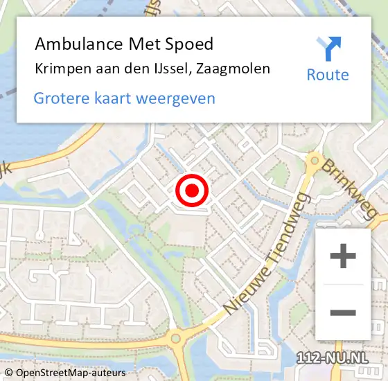 Locatie op kaart van de 112 melding: Ambulance Met Spoed Naar Krimpen aan den IJssel, Zaagmolen op 18 oktober 2024 14:09