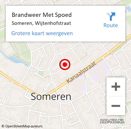 Locatie op kaart van de 112 melding: Brandweer Met Spoed Naar Someren, Wijtenhofstraat op 18 oktober 2024 14:14