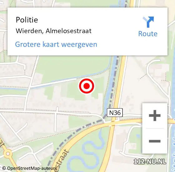 Locatie op kaart van de 112 melding: Politie Wierden, Almelosestraat op 18 oktober 2024 14:42