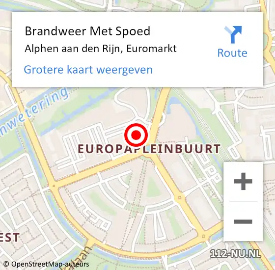 Locatie op kaart van de 112 melding: Brandweer Met Spoed Naar Alphen aan den Rijn, Euromarkt op 18 oktober 2024 14:50