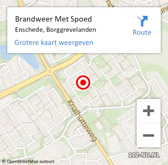 Locatie op kaart van de 112 melding: Brandweer Met Spoed Naar Enschede, Borggrevelanden op 18 oktober 2024 14:55