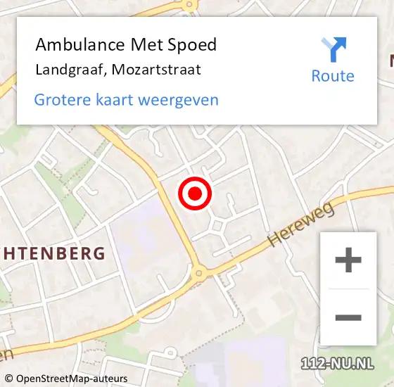 Locatie op kaart van de 112 melding: Ambulance Met Spoed Naar Landgraaf, Mozartstraat op 23 oktober 2014 21:13