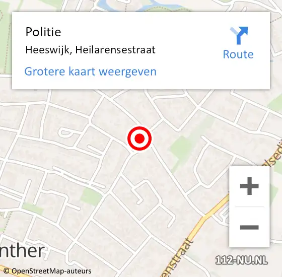 Locatie op kaart van de 112 melding: Politie Heeswijk, Heilarensestraat op 18 oktober 2024 15:11