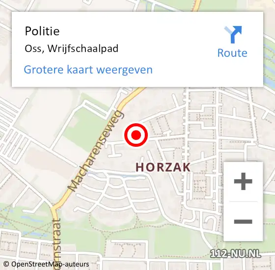 Locatie op kaart van de 112 melding: Politie Oss, Wrijfschaalpad op 18 oktober 2024 15:26