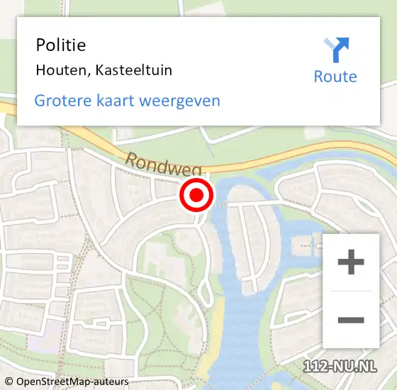 Locatie op kaart van de 112 melding: Politie Houten, Kasteeltuin op 18 oktober 2024 15:52