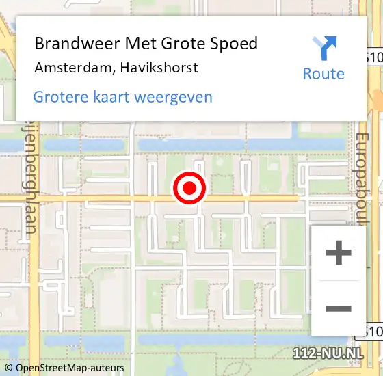Locatie op kaart van de 112 melding: Brandweer Met Grote Spoed Naar Amsterdam, Havikshorst op 18 oktober 2024 15:59