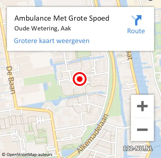 Locatie op kaart van de 112 melding: Ambulance Met Grote Spoed Naar Oude Wetering, Aak op 18 oktober 2024 16:09