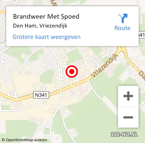 Locatie op kaart van de 112 melding: Brandweer Met Spoed Naar Den Ham, Vriezendijk op 18 oktober 2024 16:11