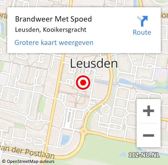 Locatie op kaart van de 112 melding: Brandweer Met Spoed Naar Leusden, Kooikersgracht op 18 oktober 2024 16:18