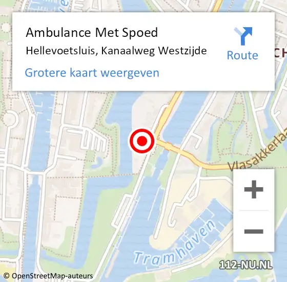 Locatie op kaart van de 112 melding: Ambulance Met Spoed Naar Hellevoetsluis, Kanaalweg Westzijde op 18 oktober 2024 16:20