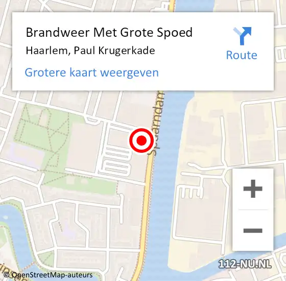 Locatie op kaart van de 112 melding: Brandweer Met Grote Spoed Naar Haarlem, Paul Krugerkade op 18 oktober 2024 16:22