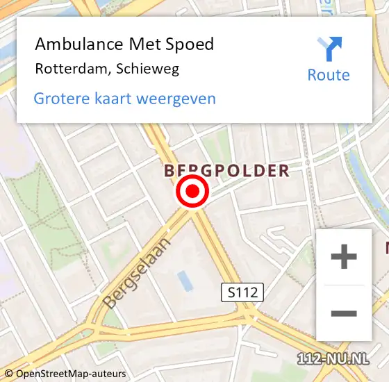 Locatie op kaart van de 112 melding: Ambulance Met Spoed Naar Rotterdam, Schieweg op 18 oktober 2024 16:40