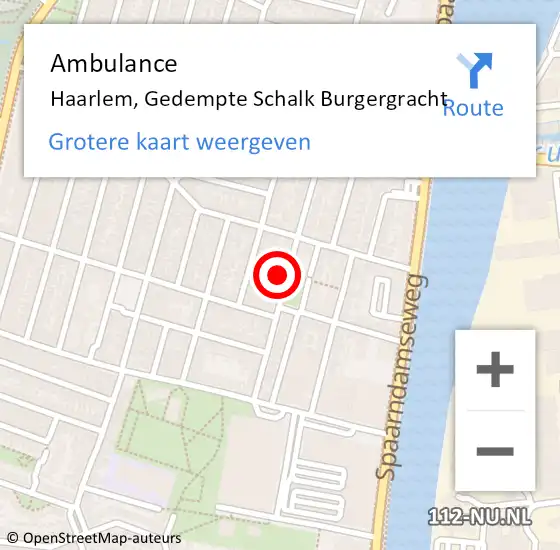 Locatie op kaart van de 112 melding: Ambulance Haarlem, Gedempte Schalk Burgergracht op 18 oktober 2024 16:48