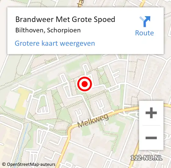 Locatie op kaart van de 112 melding: Brandweer Met Grote Spoed Naar Bilthoven, Schorpioen op 18 oktober 2024 16:52