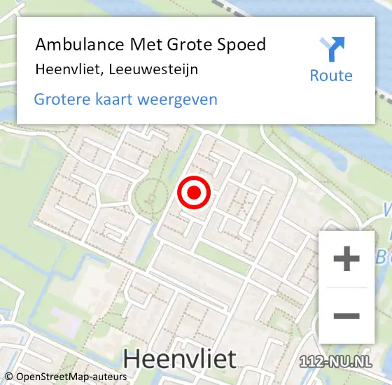 Locatie op kaart van de 112 melding: Ambulance Met Grote Spoed Naar Heenvliet, Leeuwesteijn op 18 oktober 2024 16:55