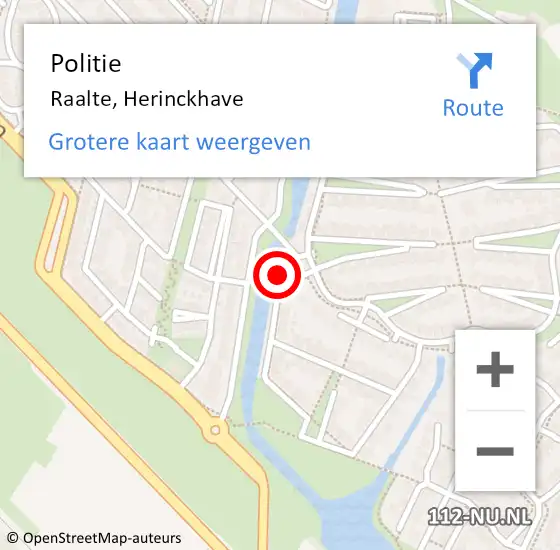 Locatie op kaart van de 112 melding: Politie Raalte, Herinckhave op 18 oktober 2024 16:57