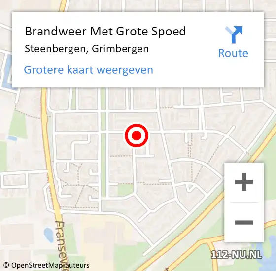 Locatie op kaart van de 112 melding: Brandweer Met Grote Spoed Naar Steenbergen, Grimbergen op 18 oktober 2024 17:02