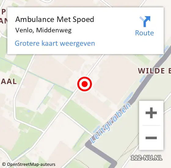 Locatie op kaart van de 112 melding: Ambulance Met Spoed Naar Venlo, Middenweg op 18 oktober 2024 17:06