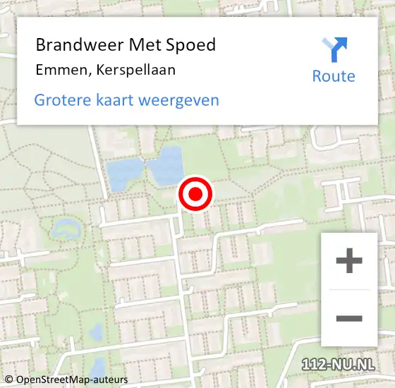 Locatie op kaart van de 112 melding: Brandweer Met Spoed Naar Emmen, Kerspellaan op 18 oktober 2024 17:06