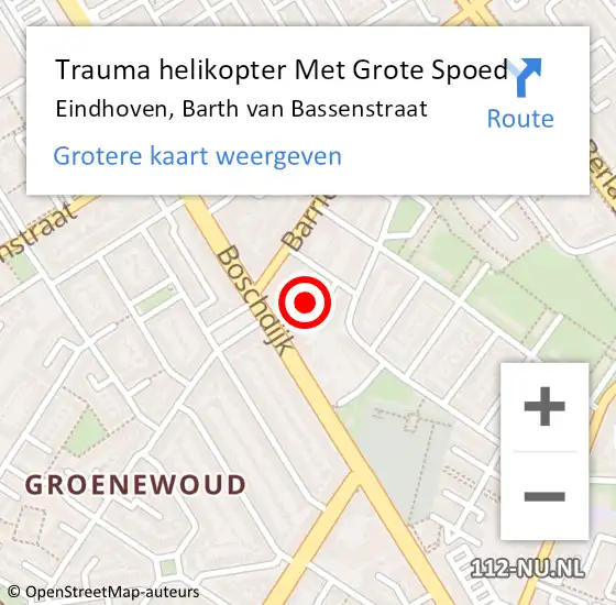 Locatie op kaart van de 112 melding: Trauma helikopter Met Grote Spoed Naar Eindhoven, Barth van Bassenstraat op 18 oktober 2024 17:21