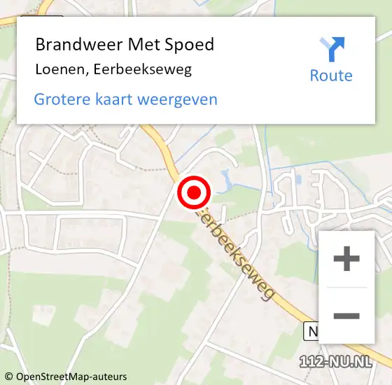 Locatie op kaart van de 112 melding: Brandweer Met Spoed Naar Loenen, Eerbeekseweg op 18 oktober 2024 17:28